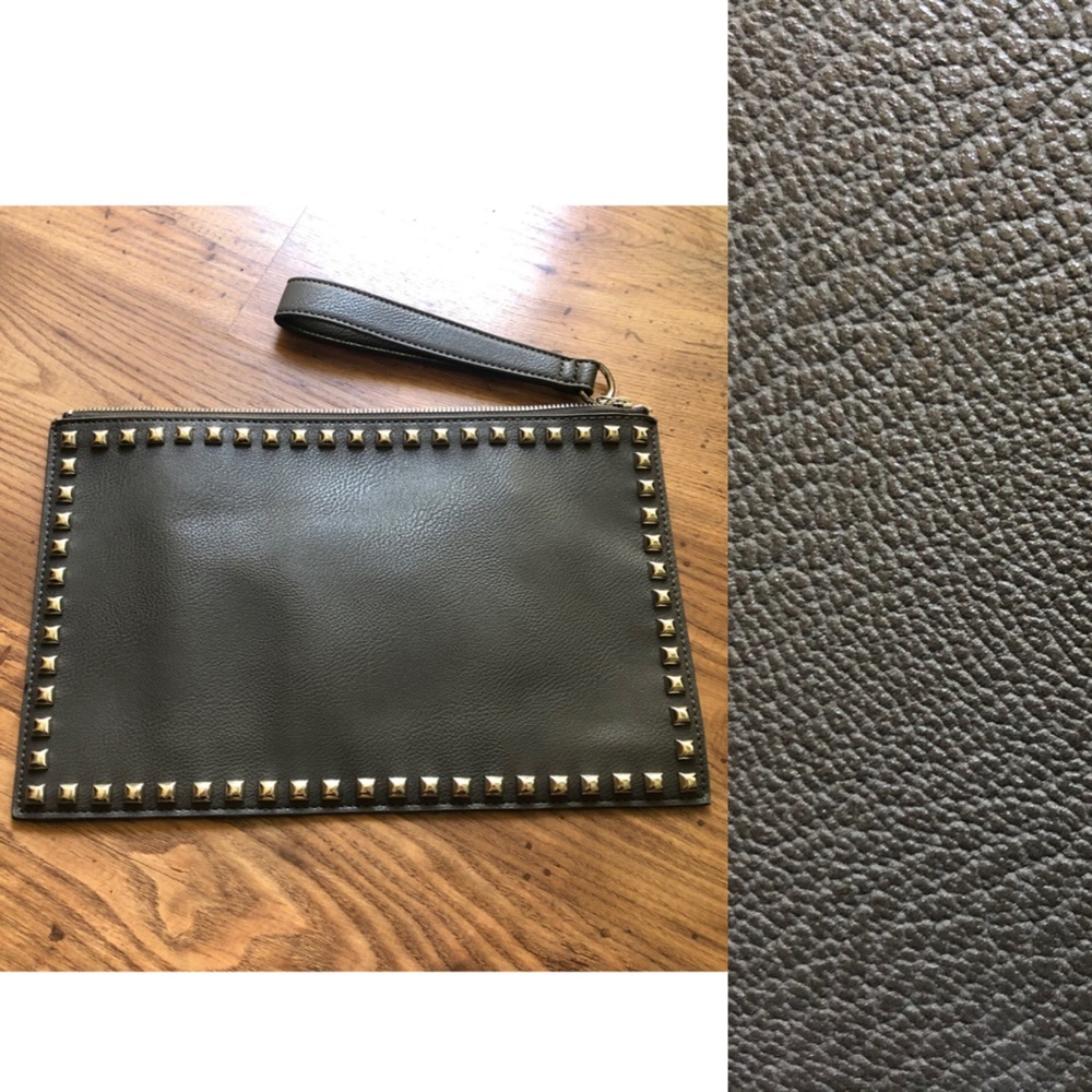 Carlos Grey Studded Clutch